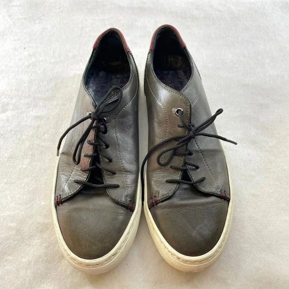 Ted Baker London Leather Sneaker Shoe Men's Sz 7 UK Gray Eyelet Low Top Lace Up - Picture 1 of 11